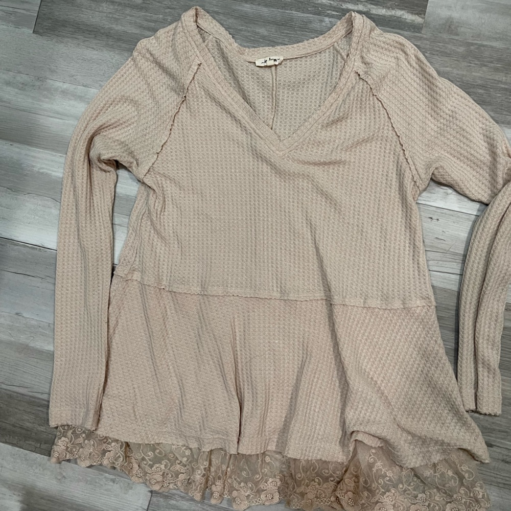 Beautiful waffle long sleeve top
